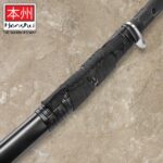 HONSHU BOSHIN WAKIZASHI - MODERN TACTICAL SAMURAI / NINJA SWORD - HAND FORGED 1060 CARBON STEEL - FULL TANG, FULLY FUNCTIONAL - BLACK TPR, STEEL GUARD AND POMMEL, LANYARD HOLE - SCABBARD - UC3125 - Image 3