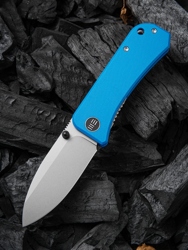 1592796423598922 We Knife Company Ben Petersen Banter Folding Knife 2.9" S35VN Stonewashed Spear Point Blade, Blue G10 Handles - 2004A - Image 1