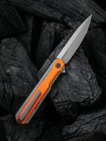 WE Knife Co. Peer Flipper Knife Gray Ti w/ Orange - 2015A - Image 6