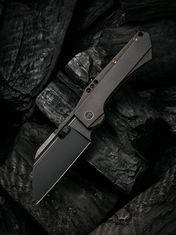 WeKnife Company 19072-2 Seth and Teryl Todd Roxi 3 Front Flipper Knife 3.14" S35VN Black Stonewashed Blade, Black Stonewashed Titanium Handles