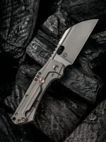 WeKnife Company 19072-1 Seth and Teryl Todd Roxi 3 Front Flipper Knife 3.14" S35VN Stonewashed Blade, Grey Titanium Handles - Image 2