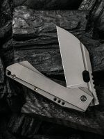 WeKnife Company 19072-1 Seth and Teryl Todd Roxi 3 Front Flipper Knife 3.14" S35VN Stonewashed Blade, Grey Titanium Handles - Image 5