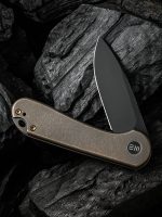 We Knife Company Elementum Flipper Knife 2.96" CPM-20CV Black Stonewashed Drop Point Blade, Bronze Titanium Handles - WE18062X-4 - Image 3