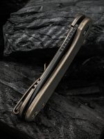 We Knife Company Elementum Flipper Knife 2.96" CPM-20CV Black Stonewashed Drop Point Blade, Bronze Titanium Handles - WE18062X-4 - Image 6