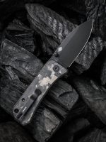 We Knife Company Ben Petersen Banter Folding Knife 2.9" S35VN Black Stonewashed Spear Point Blade, Marble Carbon Fibre Handles - 2004H - Image 2