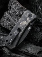 We Knife Company Ben Petersen Banter Folding Knife 2.9" S35VN Black Stonewashed Spear Point Blade, Marble Carbon Fibre Handles - 2004H - Image 5
