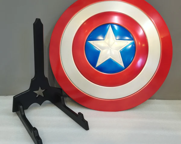 1:1 Captain America Aluminum Shield w/ Black Wood Display Stand Cosplay - 704