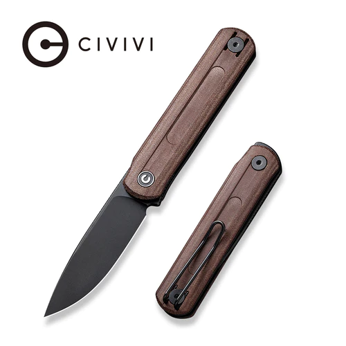 3_95fb2346-a170-4223-afea-c77434be1fe8_500x CIVIVI Foldis Front Flipper Knife Brown Linen Micarta Handle (2.67" Black Stonewashed Nitro-V Blade) C21044-2 - UK FRIENDLY CARRY KNIFE - - Image 1
