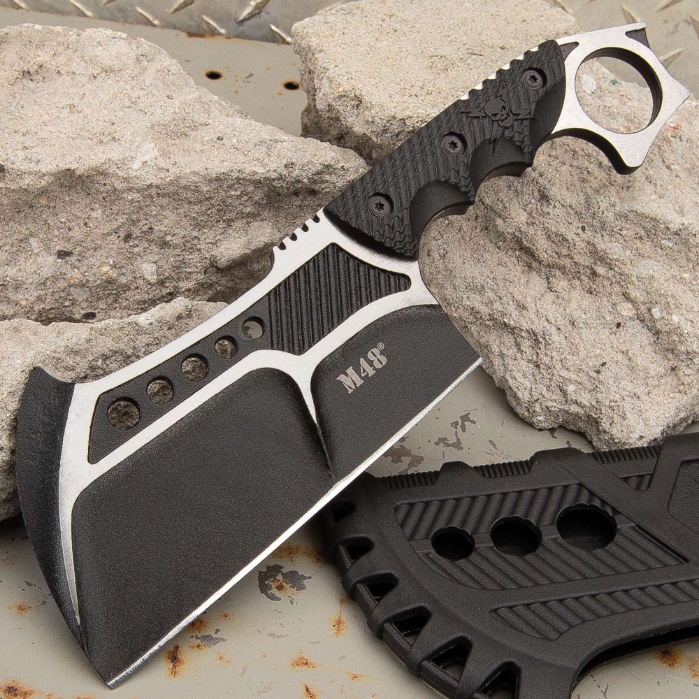 M48 Conflict With Vortec Sheath - 2cr13 Cast Stainless Steel Blade, Injection Moulded Nylon Handle, Open Ring Pommel - Length 11 1/4”