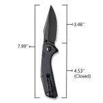 SENCUT Actium Flipper Knife Black G10 Handle (3.46’’ Black Stonewashed D2) SA02C - Image 3