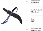 Snake Eye Tactical Fantasy Sword w/Nylon Sheath Machete Outdoors Camping - WG871BKBL - Image 5