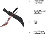 Snake Eye Tactical Fantasy Sword w/Nylon Sheath Machete Outdoors Camping - WG-871BKRD - Image 4