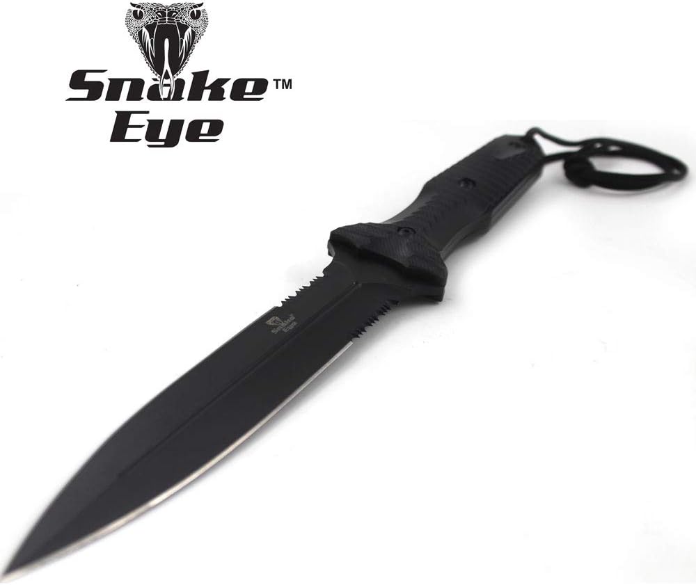 Snake Eye Tactical 12.5" Heavy Duty Fixed 'Dark Knight' Blade Hunting Knife w/Nylon Sheath - SE-5082BK