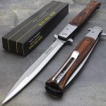 Tac-Force Wood ' Speedster ' Huge Classic Big Boy Stiletto Pocket Knife 12.5″ - TF-540RD