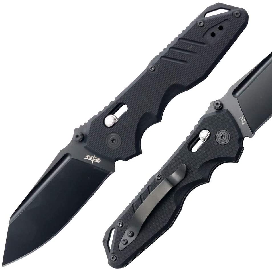 6135Pq6GL3L._AC_SL1024_ S-TEC EDC AXIS Lock Pocket Knife, 8CR14 Stainless Steel, G10 Handle, Lanyard Hole, Hunting Outdoor Sport, Ambidextrous Clip - TS016BK - Image 1