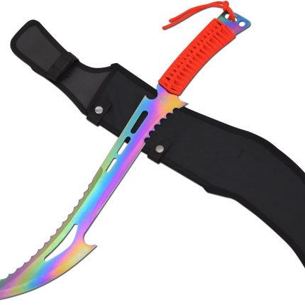 Snake Eye Tactical Rainbow Fantasy Sword w/Nylon Sheath Machete Outdoors Camping - WG871BKRB