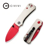 CIVIVI Baby Banter Thumb Stud Knife Ivory G10 Handle (2.34" Red Painted Nitro-V) C19068S-7