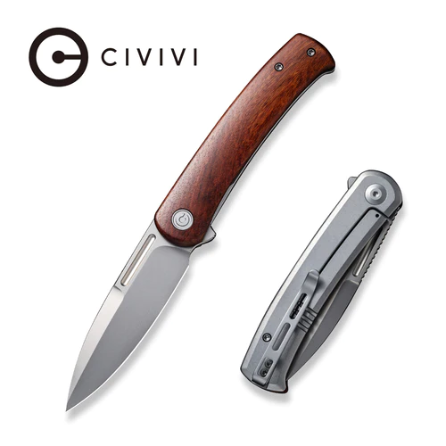 6391ace427ade714b70fb966024ae804_28dc2e4c-291e-4f34-9bc9-1fe0a832bbc2_500x CIVIVI Cetos Flipper Knife Cuibourtia Wood With Gray Steel Lock Side Handle (3.48" Silver Bead Blasted 14C28N) C21025B-4 - Image 1