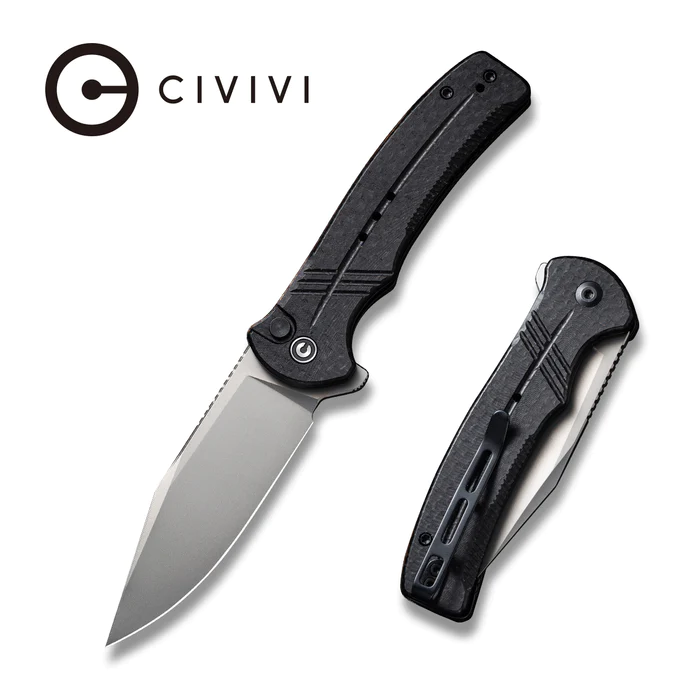 6391ace427ade714b70fb966024ae804_2da18057-4139-4ec5-811f-0327b58cc443_700x CIVIVI Folding Pocket Knife, Button Lock Flipper Cogent Knife 14C28N Blade Black Micarta Handle for Outdoor EDC Camping C20038D-7 - Image 1