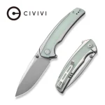 CIVIVI Teraxe Flipper Knife Plain Steel Handle With Natural G10 Inlay (3.48" Silver Bead Blasted Nitro-V Blade) C20036-2