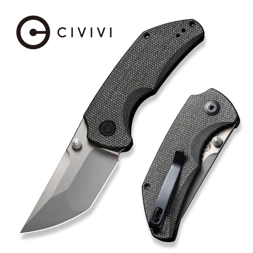 CIVIVI Thug 2 Thumb Stud Knife Dark Green Micarta Handle (2.69" Silver Bead Blasted Nitro-V) C20028C-3