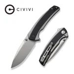 CIVIVI Teraxe Flipper Knife Gray Steel Handle With Black G10 Inlay (3.48" Silver Silver Bead Blasted Nitro-V Blade) C20036-3