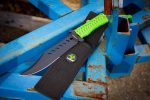 Z-Hunter – Fixed Blade Survival Knife – Partially Serrated Black Steel Blade with Sawback, Full Tang, Green Cord Wrapped Handle w/Lanyard, Nylon Sheath, Outdoor, Hunt, Camp, Hike, Survival, ZB-103 - Image 2
