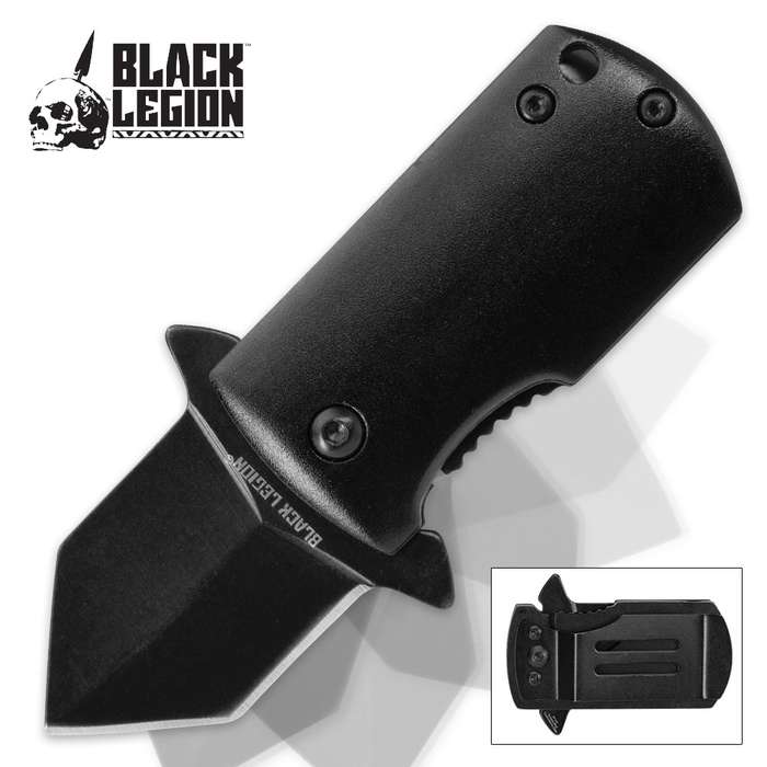 A19-BV132 Black Legion Mini Covert Assisted Opening Pocket Knife / Money Clip - BV132 - Image 1