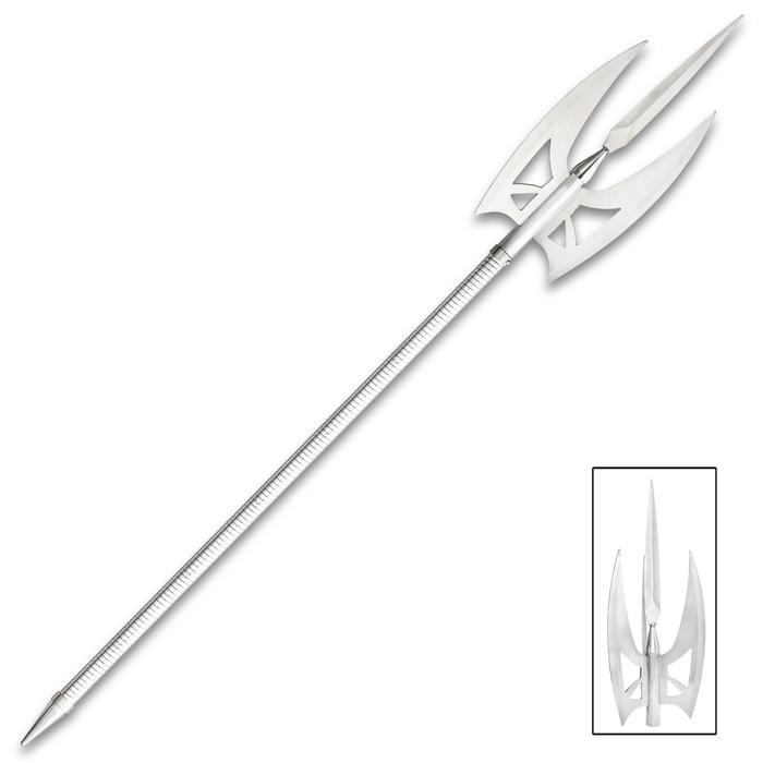 Hunger Games Catching Fire Three- Bladed Finnick Trident Spear w/Spike- Stainless steel Construction, End Spike - Length 69 1/4” Cosplay / Halloween