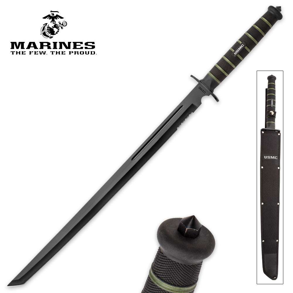 USMC Blackout Tanto Sword With Nylon Sheath - UC3157
