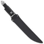 HONSHU TANTO KNIFE AND LEATHER SHEATH - STAINLESS STEEL BLADE, TPR HANDLE, STAINLESS STEEL GUARD AND POMMEL - UC2629 - Image 2