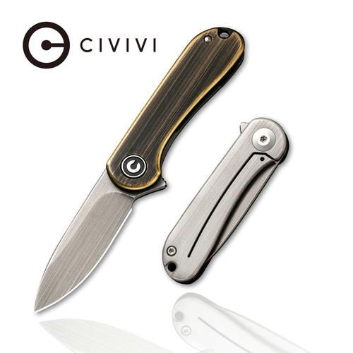 C18062Q-1_500x CIVIVI Mini Elementum Flipper Knife Black Hand Rubbed Brass Presentation Handle (1.83" Gray Hand Rubbed 14C28N) C18062Q-1 - Image 1