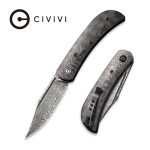 CIVIVI Appalachian Drifter II Front Flipper Knife Rose Carbon Fiber Handle With Twill Carbon Fiber Bolster (2.96" Black Hand Rubbed Damascus) C 19010C-DS3