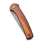 Civivi Mini Asticus Flipper Knife Cuibourtia Wood Handle (3.25" Black Hand Rubbed Damascus) - Image 7