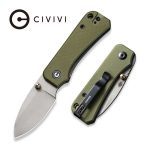 CIVIVI Baby Banter Thumb Stud Knife - Green G10 Handle (2.34" Gray Stonewashed Nitro-V) C 19068S-5