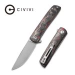 Civivi Bo Flipper Knife - Carbon Fiber Red Handle (2.92'' Gray Stonewashed Nitro-V) C20009B-B
