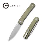 Civivi Stylum Front Flipper / Slip Joint Knife - Olive Micarta Handle (2.96'' Gray Stonewashed 10Cr15CoMoV) - UK FRIENDLY CARRY KNIFE - C20010B-B