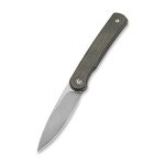 CIVIVI Stylum Front Flipper / Slip Joint Knife - Dark Green Micarta Handle (2.96'' Gray Stonewashed 10Cr15CoMoV) - UK FRIENDLY CARRY KNIFE - C20010B-C - Image 2