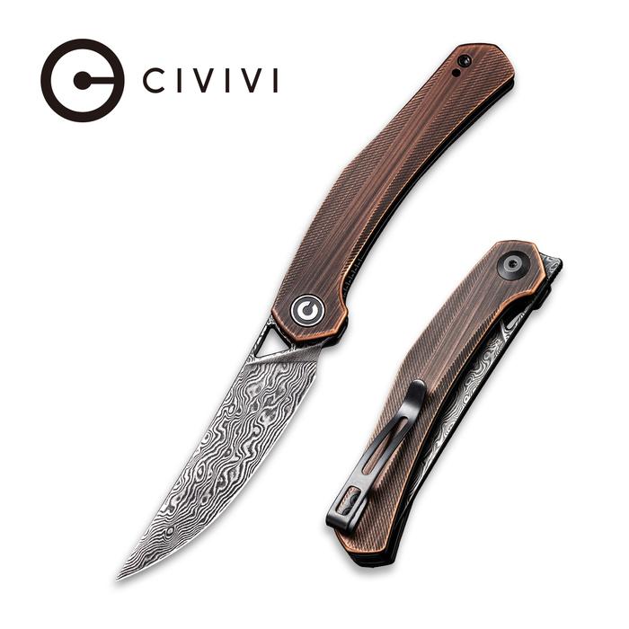C20013DS-1_Lazar_700x Civivi Lazar Front Flipper Knife Black Hand Rubbed Copper Handle (3.31" Black Hand Rubbed Damascus) C20013-DS1 - Image 1