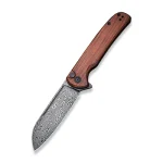 CIVIVI Chevalier Button Lock and Flipper Opener Cuibourtia Wood Handle (3.46" Black Hand Rubbed Damascus) C20022-DS1 - Image 4