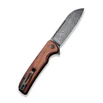CIVIVI Chevalier Button Lock and Flipper Opener Cuibourtia Wood Handle (3.46" Black Hand Rubbed Damascus) C20022-DS1 - Image 5