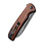 CIVIVI Chevalier Button Lock and Flipper Opener Cuibourtia Wood Handle (3.46" Black Hand Rubbed Damascus) C20022-DS1 - Image 3