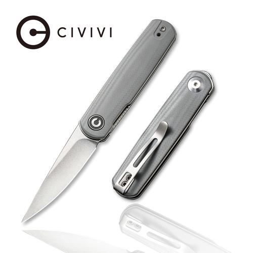 CIVIVI Lumi Front Flipper Knife Grey G10 Handle (2.56" Stonewashed 14C28N) C20024-2