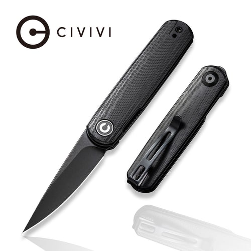 CIVIVI Lumi Front Flipper Knife Black G10 Handle (2.56" Black Stonewashed 14C28N) C 20024-4