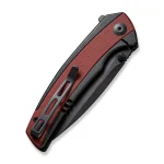 CIVIVI Teraxe Flipper Knife Black Steel Handle With Burgundy G10 Inlay (3.48" Black Stonewashed Nitro-V Blade) C20036-1 - Image 2