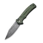 CIVIVI Cogent Pocket Knife with Button Lock and Flipper Opener C20038D-DS1 - Green Micarta Handle (3.47" Black Hand Rubbed Damascus) C 20038D-DS1 - Image 11