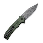 CIVIVI Cogent Pocket Knife with Button Lock and Flipper Opener C20038D-DS1 - Green Micarta Handle (3.47" Black Hand Rubbed Damascus) C 20038D-DS1 - Image 10