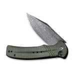 CIVIVI Cogent Pocket Knife with Button Lock and Flipper Opener C20038D-DS1 - Green Micarta Handle (3.47" Black Hand Rubbed Damascus) C 20038D-DS1 - Image 8
