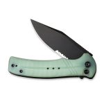 CIVIVI Cogent Pocket Knife with Button Lock and Flipper Opener - Natural G10 Handle (3.47" Black Stonewashed 14C28N With Half Serrated) C 20038E-3 - Image 5