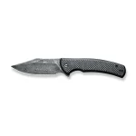 CIVIVI Sinisys Flipper Knife Twill Carbon Fiber Overlay On Black G10 Presentation With Black Steel Lock Side Handle (3.7" Black Hand Rubbed Damascus) C20039-DS1 - Image 4